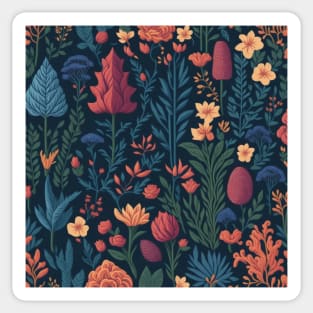 pine trees and flowers pattern Sticker